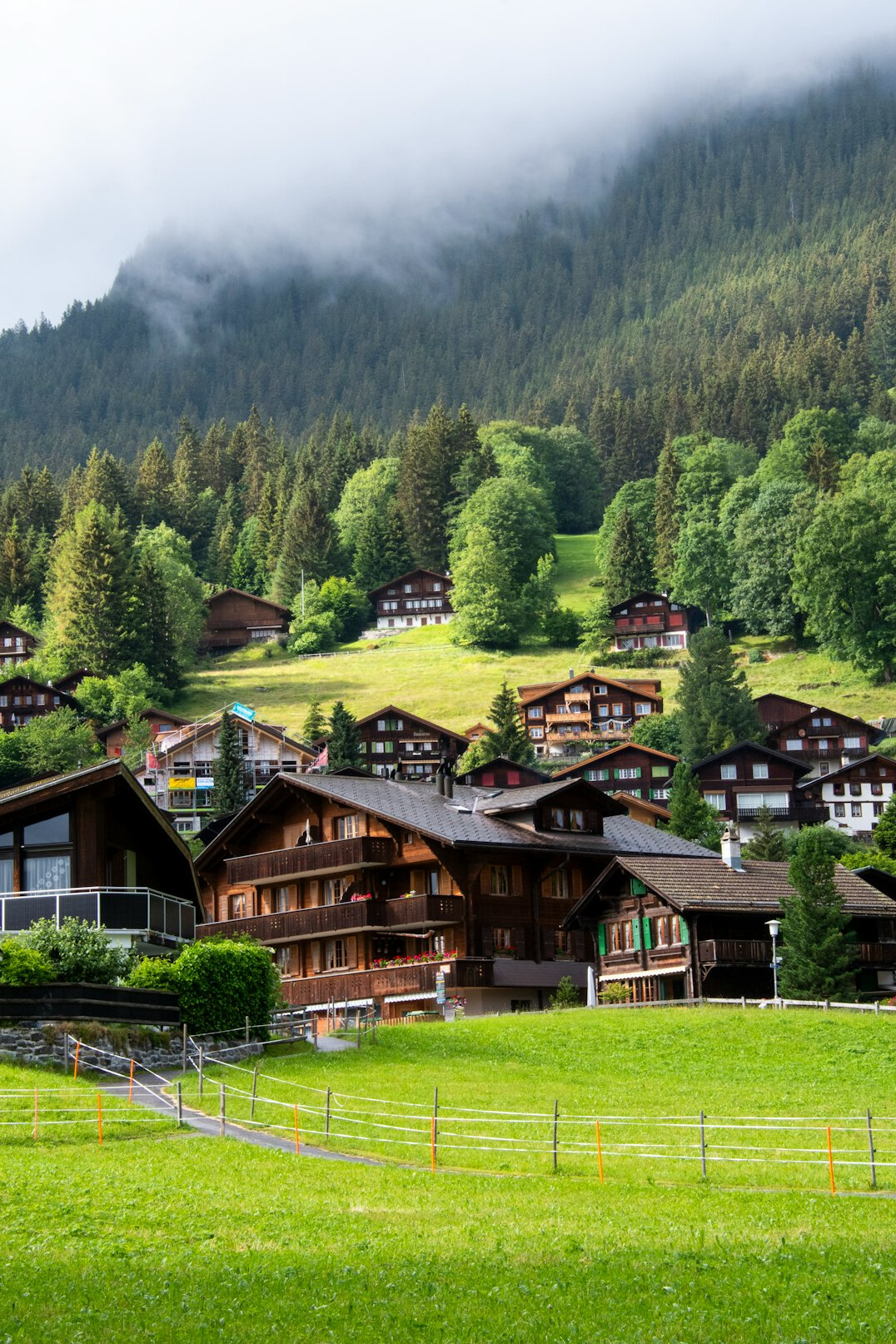 swiss landscape with office