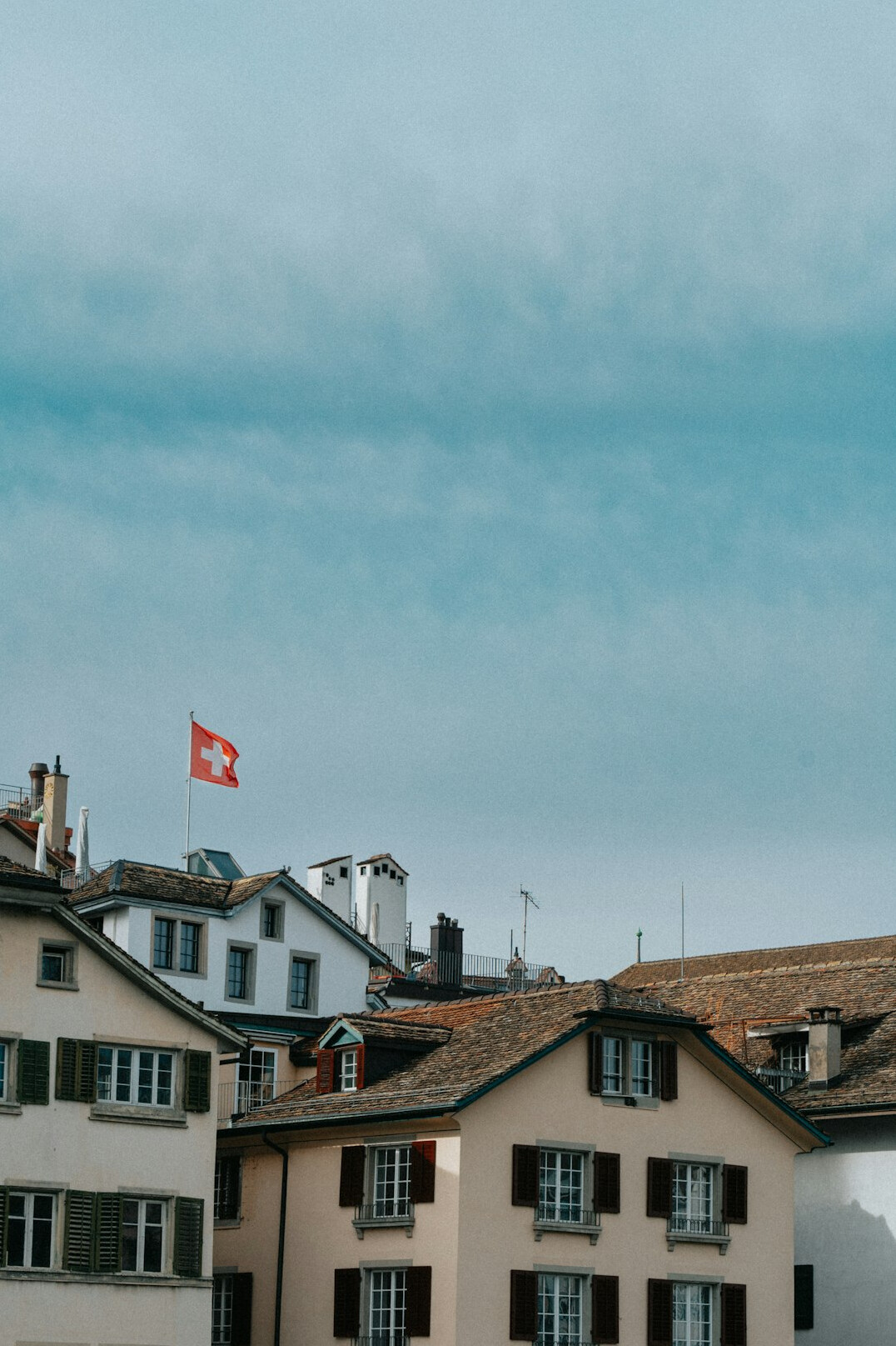 swiss flag on building